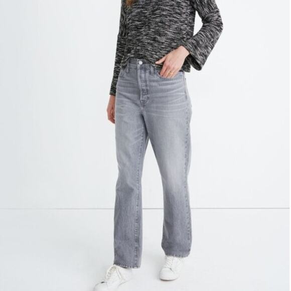Madewell Dad Jeans Pale Grey Gray Low Slung Boyfriend Button Fly Slouchy 27 - Picture 1 of 11
